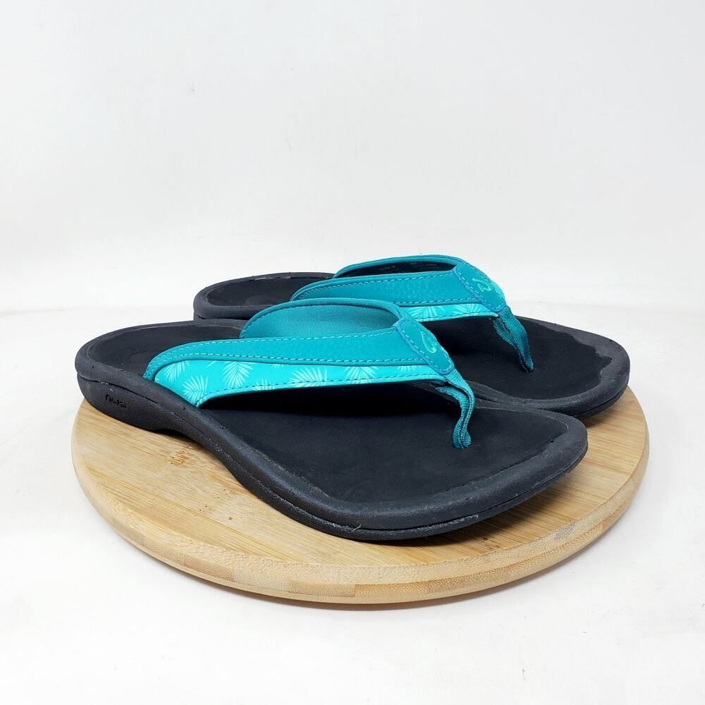 Olukai Ohana Sandals Womens 5 Teal Blue Flip Flop Thong Pool Beach‎ Shoes - Picture 5 of 12